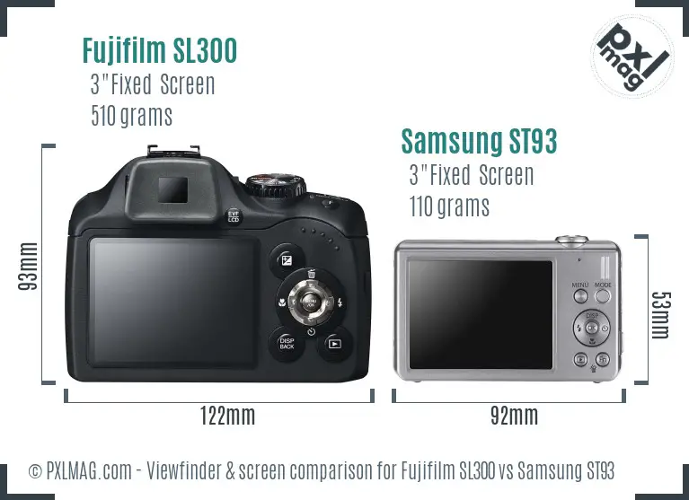 Fujifilm SL300 vs Samsung ST93 Screen and Viewfinder comparison