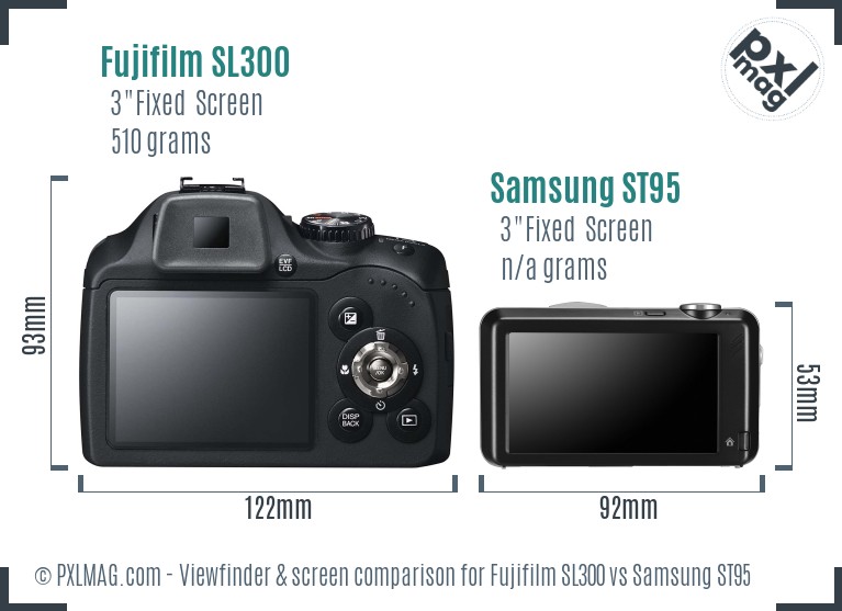 Fujifilm SL300 vs Samsung ST95 Screen and Viewfinder comparison
