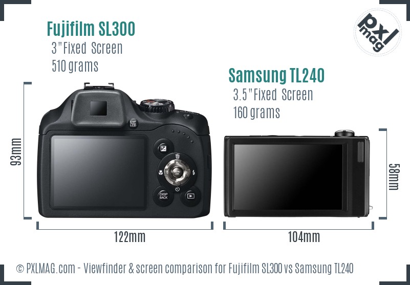 Fujifilm SL300 vs Samsung TL240 Screen and Viewfinder comparison