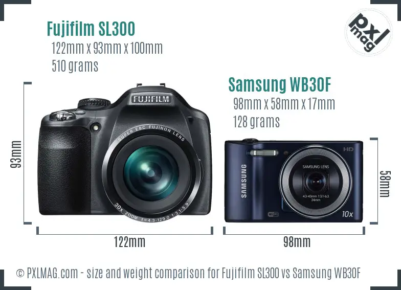 Fujifilm SL300 vs Samsung WB30F size comparison Fujifilm SL300 vs Samsung WB30F size comparison