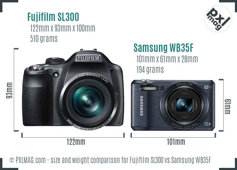 Fujifilm SL300 vs Samsung WB35F size comparison Fujifilm SL300 vs Samsung WB35F size comparison