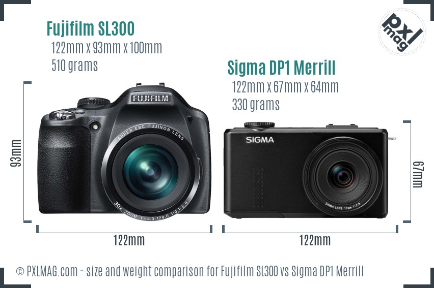 Fujifilm SL300 vs Sigma DP1 Merrill size comparison Fujifilm SL300 vs Sigma DP1 Merrill size comparison