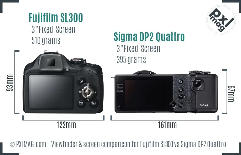 Fujifilm SL300 vs Sigma DP2 Quattro Screen and Viewfinder comparison