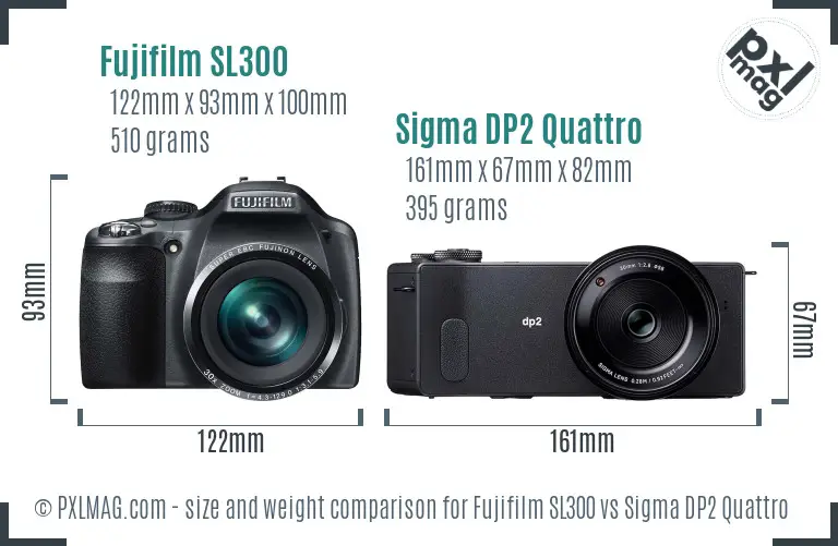 Fujifilm SL300 vs Sigma DP2 Quattro size comparison