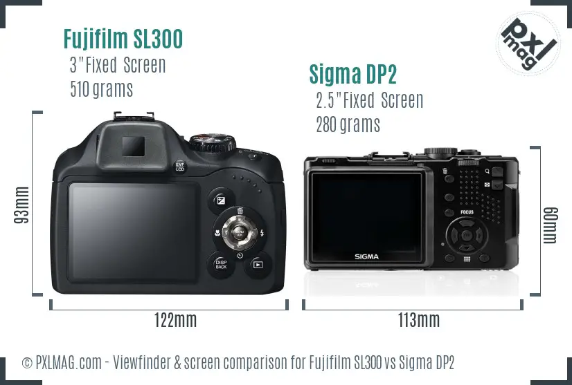 Fujifilm SL300 vs Sigma DP2 Screen and Viewfinder comparison