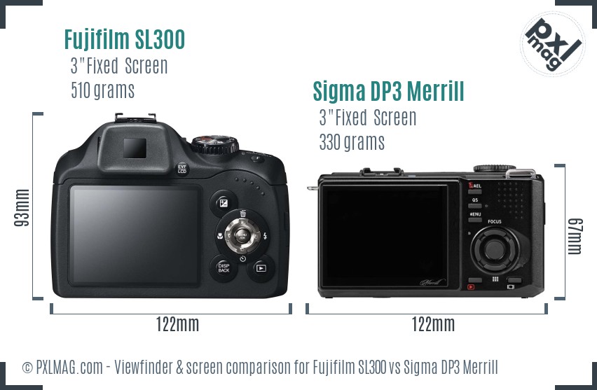 Fujifilm SL300 vs Sigma DP3 Merrill Screen and Viewfinder comparison