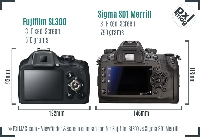 Fujifilm SL300 vs Sigma SD1 Merrill Screen and Viewfinder comparison