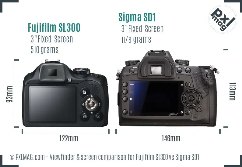 Fujifilm SL300 vs Sigma SD1 Screen and Viewfinder comparison