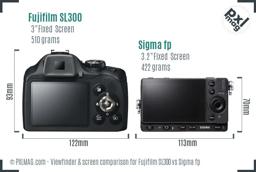 Fujifilm SL300 vs Sigma fp Screen and Viewfinder comparison