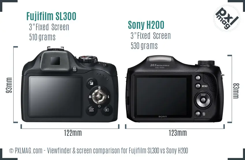 Fujifilm SL300 vs Sony H200 Screen and Viewfinder comparison
