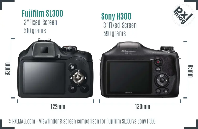 Fujifilm SL300 vs Sony H300 Screen and Viewfinder comparison