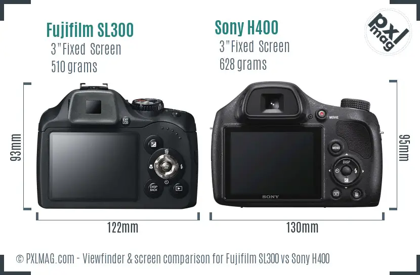 Fujifilm SL300 vs Sony H400 Screen and Viewfinder comparison