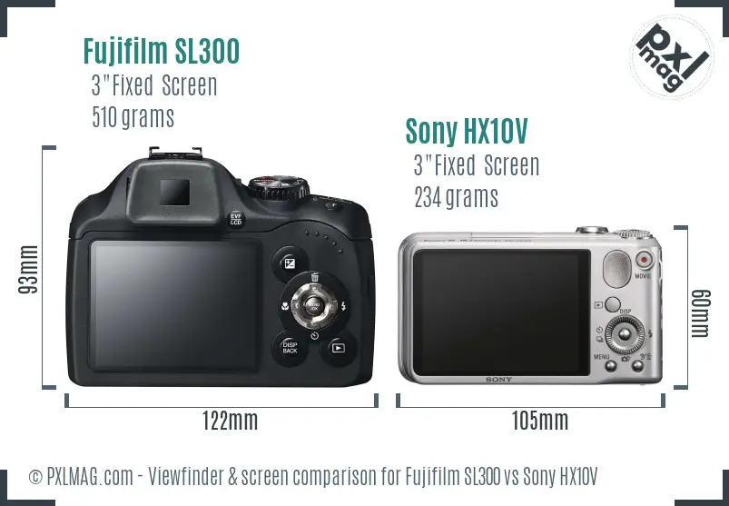 Fujifilm SL300 vs Sony HX10V Screen and Viewfinder comparison