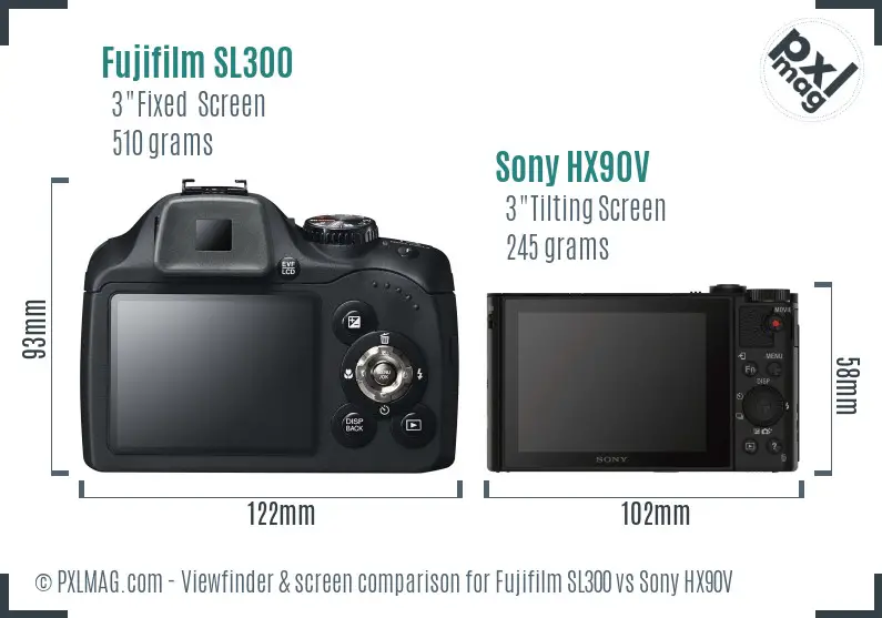 Fujifilm SL300 vs Sony HX90V Screen and Viewfinder comparison Fujifilm SL300 vs Sony HX90V Screen and Viewfinder comparison