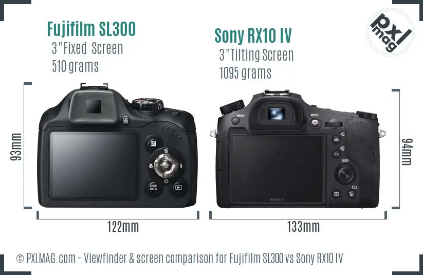 Fujifilm SL300 vs Sony RX10 IV Screen and Viewfinder comparison