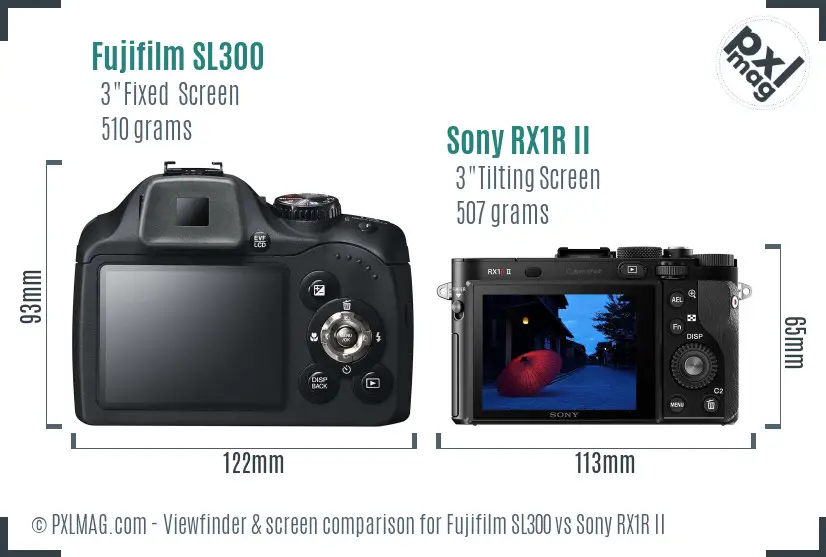 Fujifilm SL300 vs Sony RX1R II Screen and Viewfinder comparison