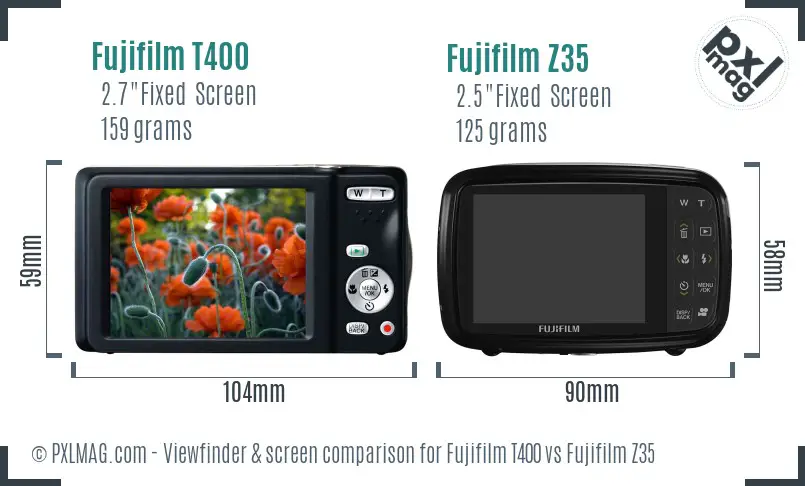 Fujifilm T400 vs Fujifilm Z35 Screen and Viewfinder comparison