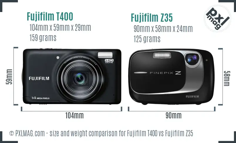 Fujifilm T400 vs Fujifilm Z35 size comparison