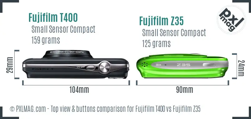 Fujifilm T400 vs Fujifilm Z35 top view buttons comparison
