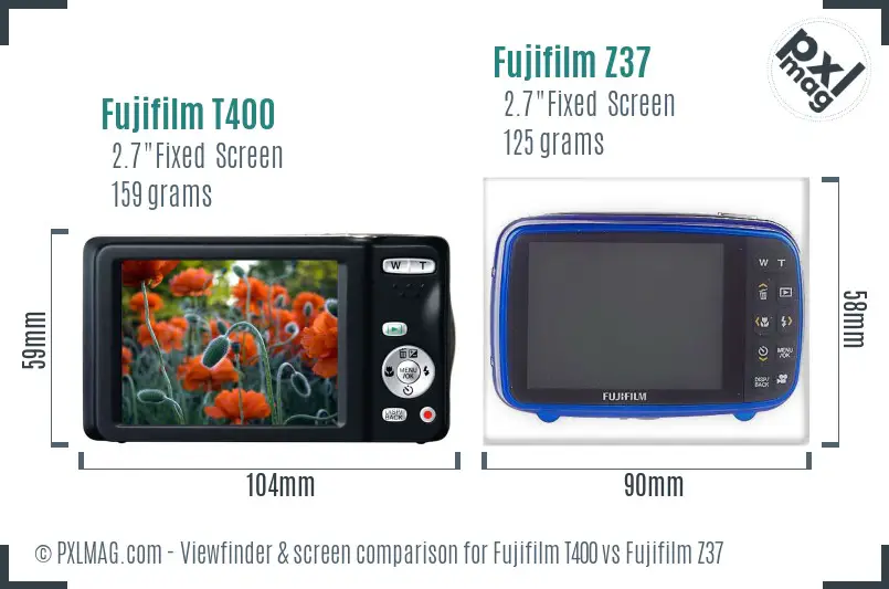 Fujifilm T400 vs Fujifilm Z37 Screen and Viewfinder comparison