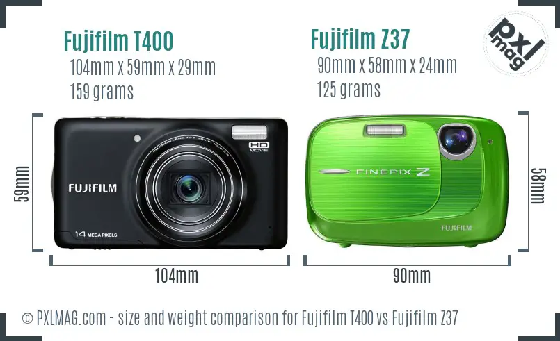 Fujifilm T400 vs Fujifilm Z37 size comparison