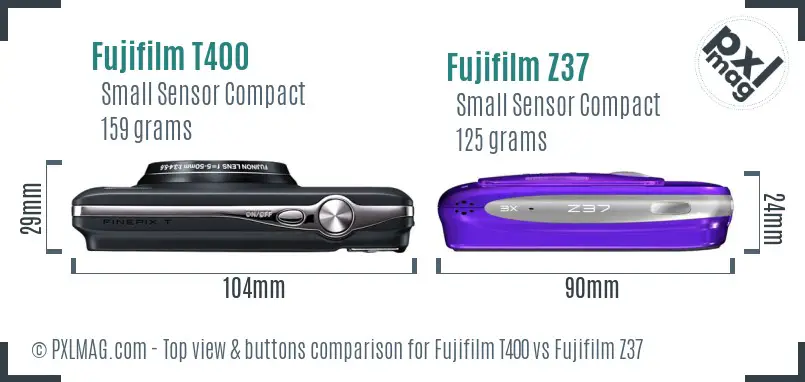 Fujifilm T400 vs Fujifilm Z37 top view buttons comparison