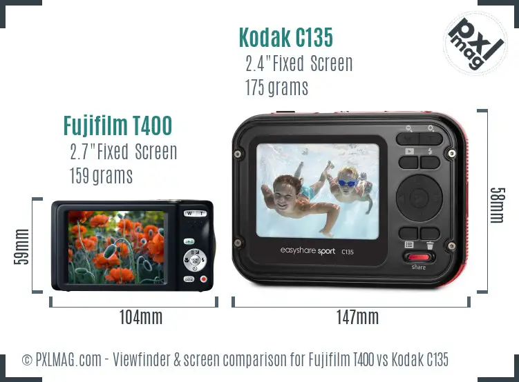 Fujifilm T400 vs Kodak C135 Screen and Viewfinder comparison