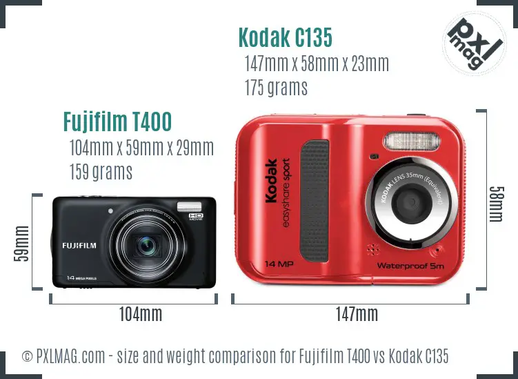 Fujifilm T400 vs Kodak C135 size comparison