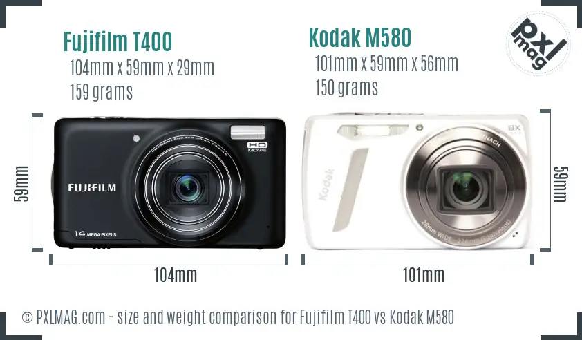 Fujifilm T400 vs Kodak M580 size comparison Fujifilm T400 vs Kodak M580 size comparison