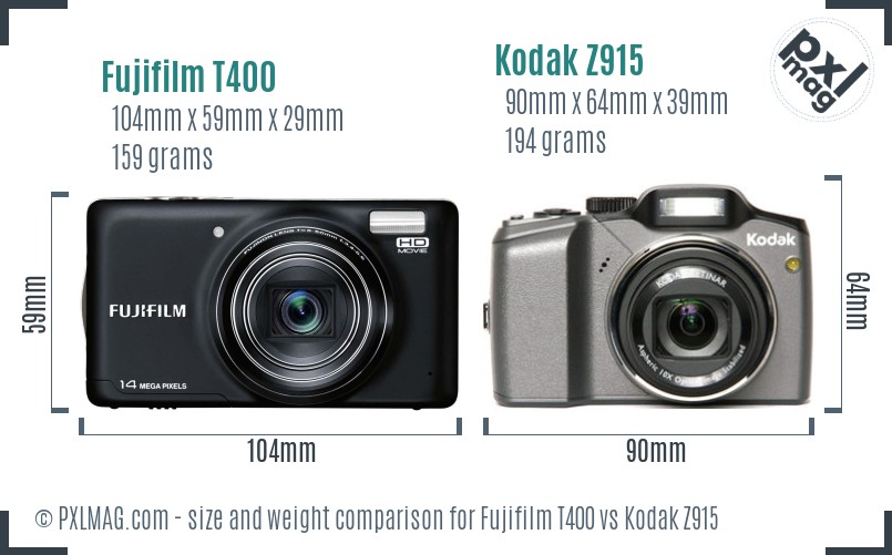 Fujifilm T400 vs Kodak Z915 size comparison Fujifilm T400 vs Kodak Z915 size comparison