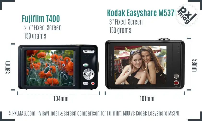 Fujifilm T400 vs Kodak Easyshare M5370 Screen and Viewfinder comparison