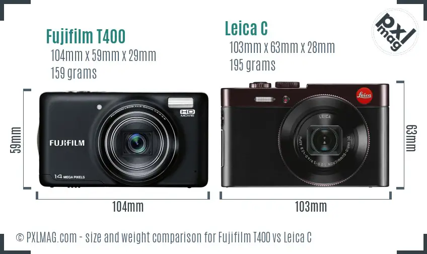 Fujifilm T400 vs Leica C size comparison
