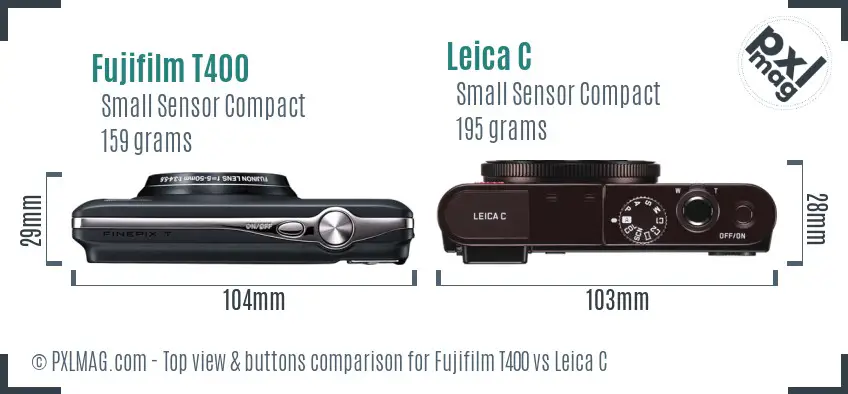 Fujifilm T400 vs Leica C top view buttons comparison