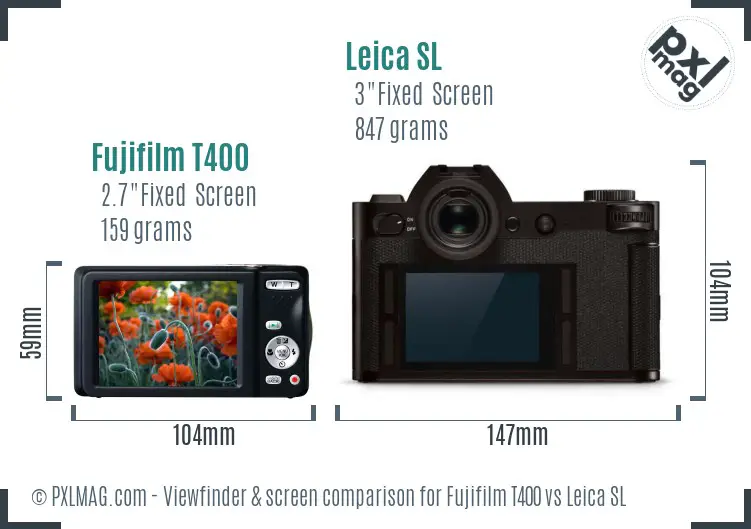 Fujifilm T400 vs Leica SL Screen and Viewfinder comparison