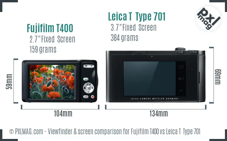 Fujifilm T400 vs Leica T  Type 701 Screen and Viewfinder comparison