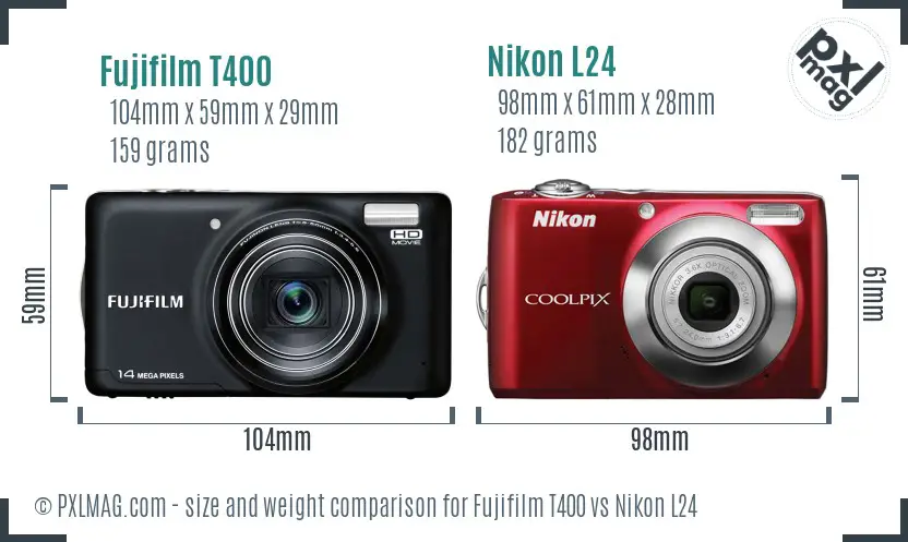 Fujifilm T400 vs Nikon L24 size comparison Fujifilm T400 vs Nikon L24 size comparison