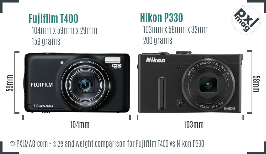 Fujifilm T400 vs Nikon P330 size comparison Fujifilm T400 vs Nikon P330 size comparison