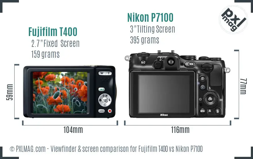 Fujifilm T400 vs Nikon P7100 Screen and Viewfinder comparison Fujifilm T400 vs Nikon P7100 Screen and Viewfinder comparison