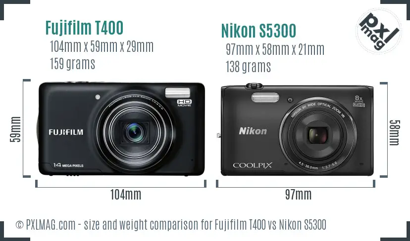 Fujifilm T400 vs Nikon S5300 size comparison Fujifilm T400 vs Nikon S5300 size comparison