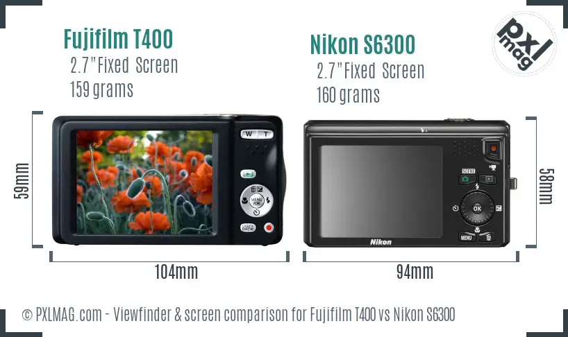 Fujifilm T400 vs Nikon S6300 Screen and Viewfinder comparison