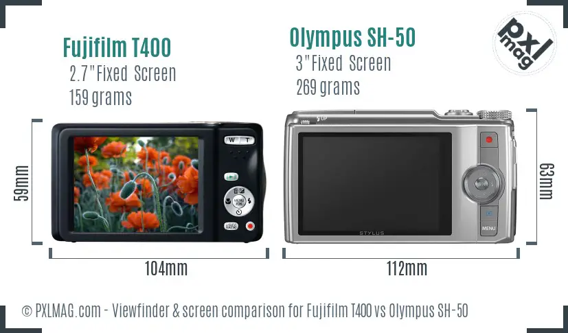 Fujifilm T400 vs Olympus SH-50 Screen and Viewfinder comparison Fujifilm T400 vs Olympus SH-50 Screen and Viewfinder comparison