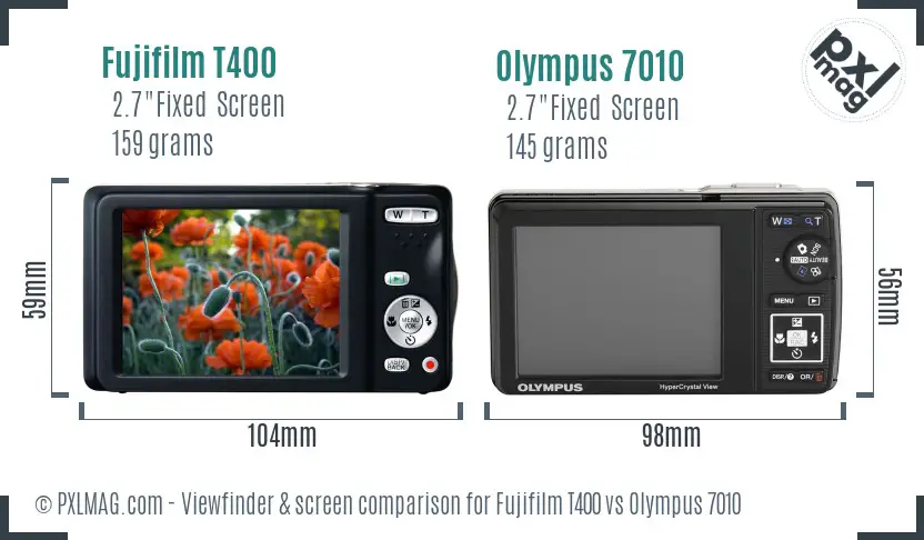 Fujifilm T400 vs Olympus 7010 Screen and Viewfinder comparison Fujifilm T400 vs Olympus 7010 Screen and Viewfinder comparison