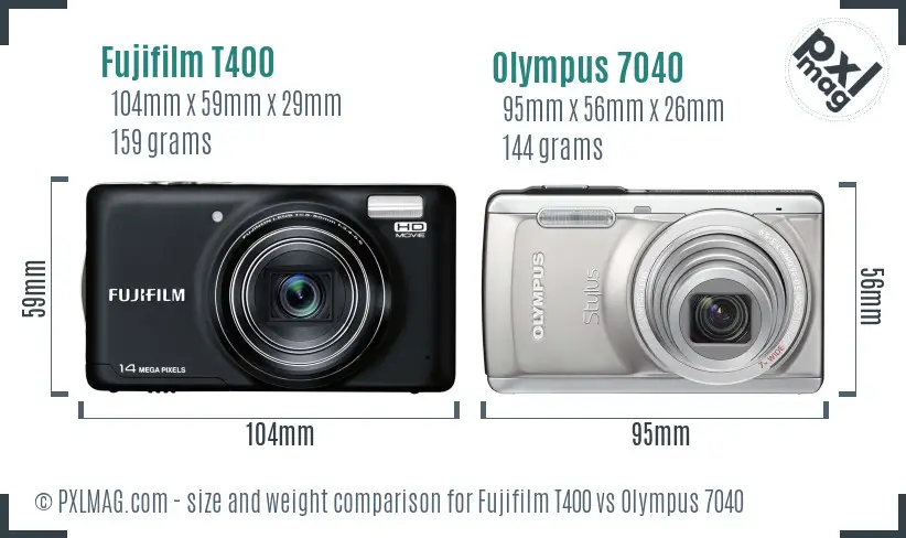 Fujifilm T400 vs Olympus 7040 size comparison Fujifilm T400 vs Olympus 7040 size comparison