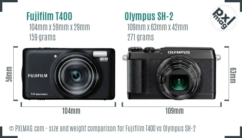 Fujifilm T400 vs Olympus SH-2 size comparison Fujifilm T400 vs Olympus SH-2 size comparison