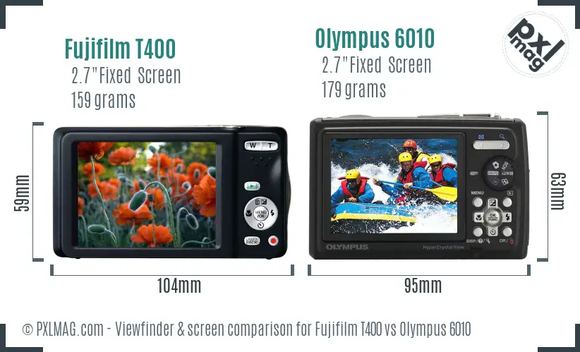 Fujifilm T400 vs Olympus 6010 Screen and Viewfinder comparison