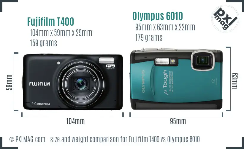 Fujifilm T400 vs Olympus 6010 size comparison