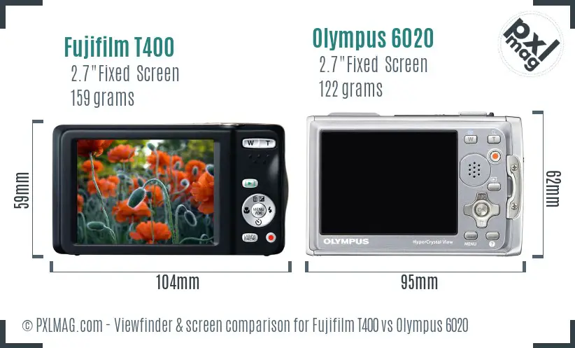Fujifilm T400 vs Olympus 6020 Screen and Viewfinder comparison