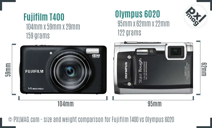 Fujifilm T400 vs Olympus 6020 size comparison