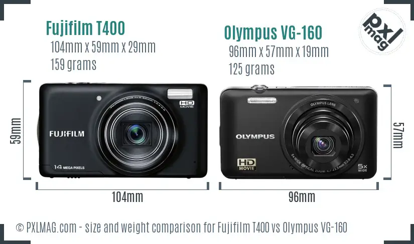 Fujifilm T400 vs Olympus VG-160 size comparison Fujifilm T400 vs Olympus VG-160 size comparison