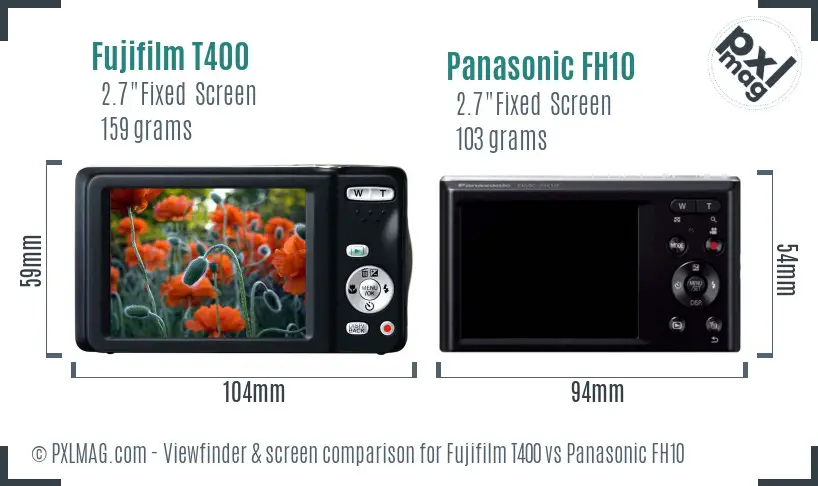 Fujifilm T400 vs Panasonic FH10 Screen and Viewfinder comparison